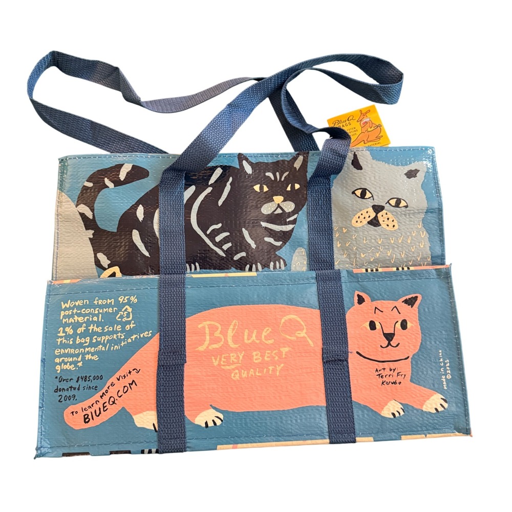 Blue Q Very Best Quality Shoulder Tote Bag Cats Terri Fry Kasuba 2021 Blue - Picture 2 of 16